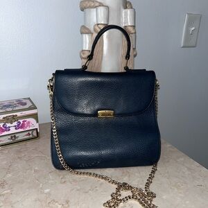 Vintage Mark Cross Leather Handbag with Gold Chain
